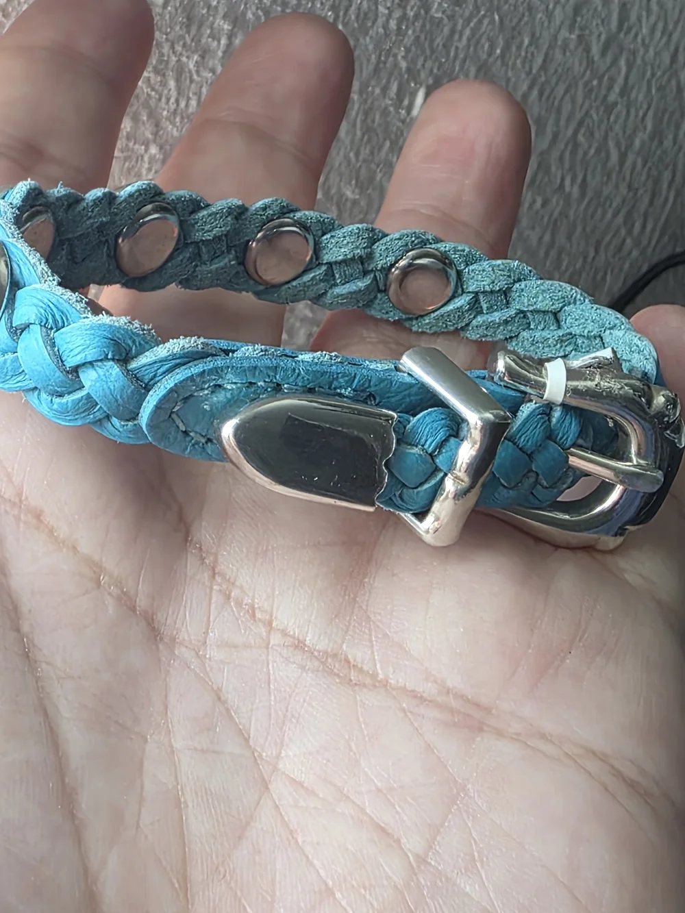 Brighton Jewelry DAISY BANDIT Teal Braided Leather Bracelet BELT BUCKLE NEW$52